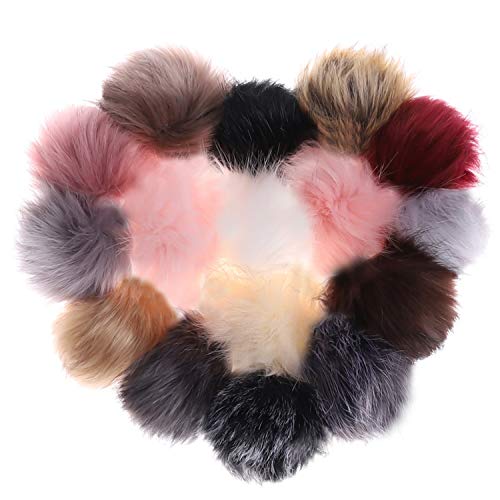 Abgream 16-Pack Faux Fur Pom Pom Balls with Elastic Loop - color: Style A