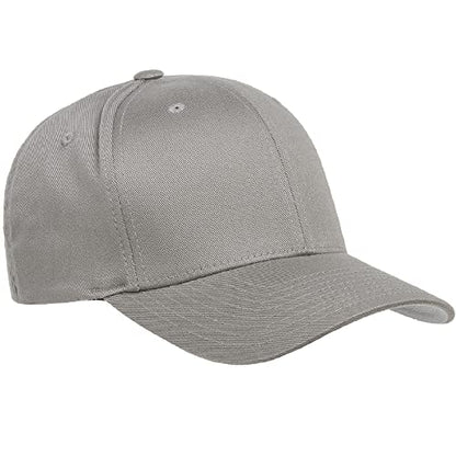 Flexfit Wooly Combed 6-Panel Structured Baseball Cap | Stretch Fitted - color: Grey, size: Small-Medium