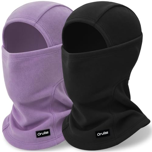 Winter Ski Mask Balaclava for Men Women, Warm Full Face Mask Cold Weather Snowboarding Skiing Motorcycling - color: Black+purple