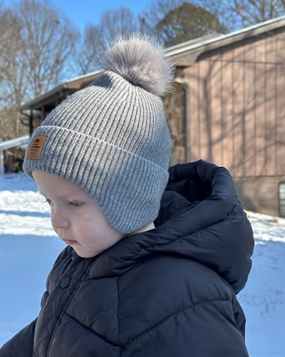 FURTALK Baby Toddler Winter Hat Fleece Lined Beanie Earflaps Outdoor - color: Black+gray, size: 2-6 Years