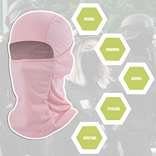 Balaclava Face Mask Adjustable Windproof UV Protection Hood - color: Pink