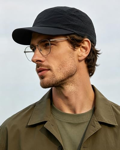 CLAPE 5 Panel Running Hat for Small Heads, Quick Dry Short Brim Cap - color: Bssd2575-black