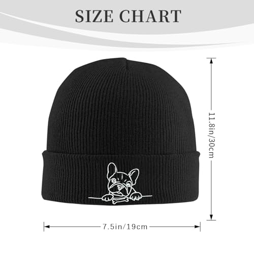 Black Beanie Hat for Men Women Embroidered Knit Winter Beanies Cap - color: Dog