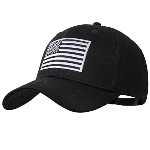 American Flag Baseball Cap for Men Women, Flag Embroidery & Adjustable Fit - color: Black