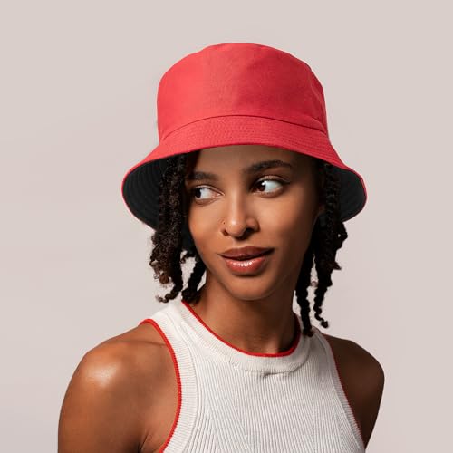 Bucket Hat Funny Duck Fisherman Hat Travel Beach Sun Hat Outdoor Cap for Men Women Adults - color: Red