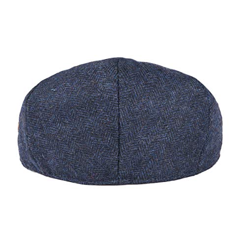 VOBOOM Men's Herringbone Flat Ivy Newsboy Hat Wool Blend Gatsby Cabbie Cap - color: Navy, size: 7 1/8