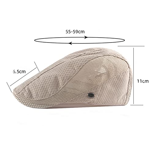 FASHIXD Mens Mesh Flat Caps Light Summer Beret Hat Breathable Newsboy Ivy Cap Cabbie Adjustable - color: Khaki