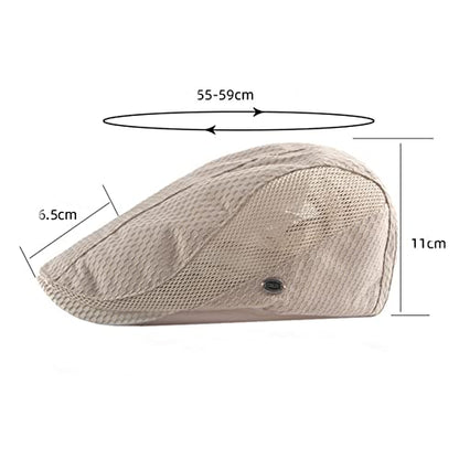FASHIXD Mens Mesh Flat Caps Light Summer Beret Hat Breathable Newsboy Ivy Cap Cabbie Adjustable - color: Khaki