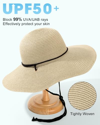Sun Hats for Women, Summer Wide Brim Straw Beach Hat - color: White, size: X-Large