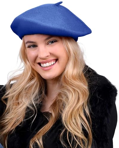 Parquet Solid Color French Beret Hat. Classic French, Casual and Chic Lightweight Cap for Women - color: Royal Blue