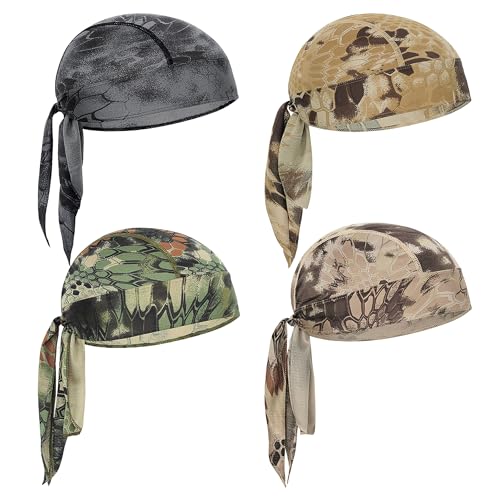 Skull Cap Do Rags Head Wraps, Sweat-Wicking Helmet Liner for Cycling, Breathable Durag for Outdoor Sports - color: Pcs4-aa
