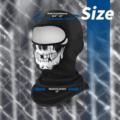 YESLIFE Summer Balaclava Ski Mask for Men&Women, Face Mask - color: White Skull