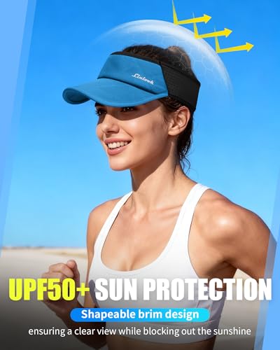 Sports Sun Visor for Men & Women Breathable Mesh, Stretchy Foldable Cooling Visor Hat for Running, Golf, Tennis, Hiking - color: Blue