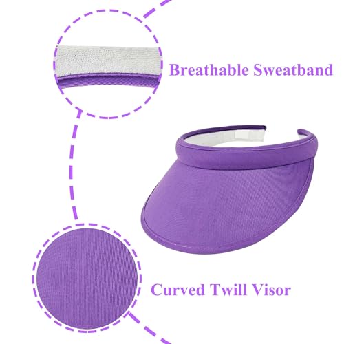 Cotton Visor Hat Women Men Clip-on Visors Hats Adjustable Outdoor Sports Golf Beach Wide Brim Sun Cap - color: Purple