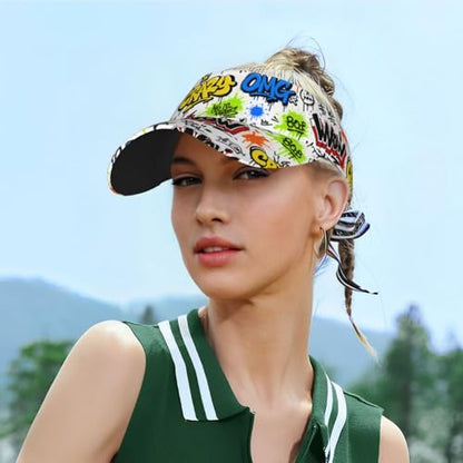 Sun Visor Hats Adjustable Open Top Sport Hat for Golf Women/Men - color: Graffiti Pattern