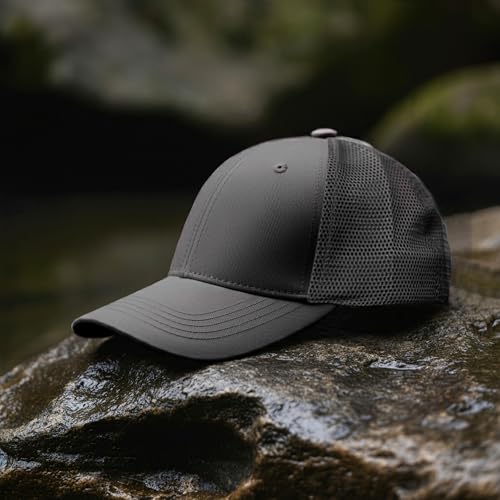 Falari Trucker Hat Baseball Cap Structured Plain Design 6 Panel, Adjustable Size - color: 1pk Dark Gray