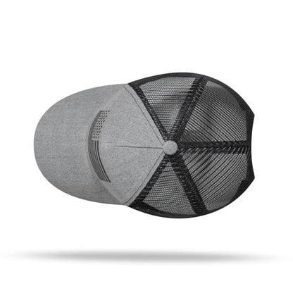 American Flag Trucker Hat - Snapback Hat, Baseball Cap for Men Women - Breathable Mesh Side, Adjustable Fit - for Casual Wear - color: Heather Gray/Black
