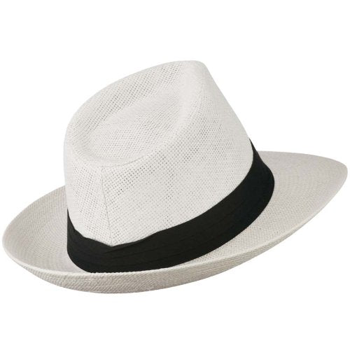Jeanne Simmons Men's Large Brim Fedora Hat - color: White, size: Medium