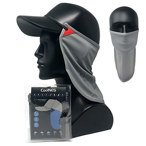 CoolNES - UV Sun Protection Neck Drape Adjustable Multifunctional 2 in 1 Face Covering for Outdoor Fishing - Unisex - color: Coolnes-lightgray