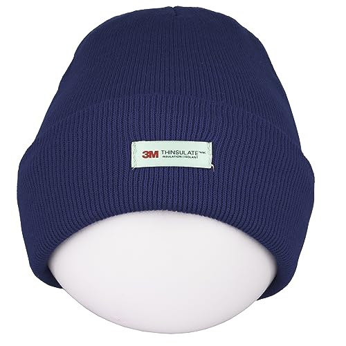 3M Thinsulate Women Men Unisex Knitted Thermal Winter Cap Casual Beanies - color: Navy
