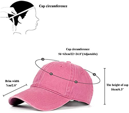 Glamorstar Classic Unisex Baseball Cap Adjustable Washed Dyed Cotton Ball Hat - color: Pink a