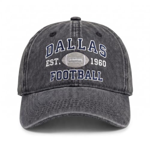 Football Hat for Men Women, Vintage Washed Embroidered City Dad Cap, Adjustable Baseball Cap for Game Day Fans - color: G-dallas