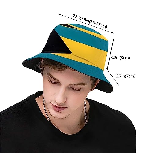 Cute Funny Flag Bucket Hat Packable Fashion Sun Cap Outdoor Flag Fisherman Hat for Women Men Boys Girls - color: Bahamas Flag/S010
