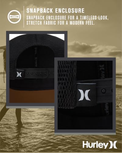 Hurley Mens Trucker Hat Fairway Mesh Trucker Hat, Quick Dry Snapback - color: Brown
