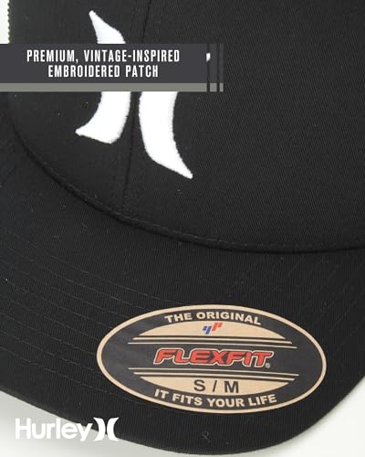 Hurley Mens Baseball Cap Laguna Icon Trucker Hat, Curved Brim - color: Black/White Logo, size: Large-X-Large