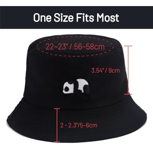 Cotton Bucket Hat for Women Men Summer Travel Sun Beach Bucket Cap, Unisex Outdoor Fisherman Hat - color: Panda 2