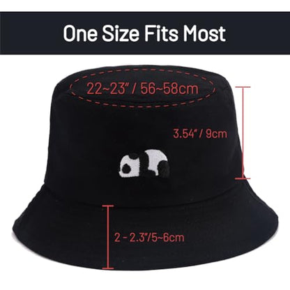 Cotton Bucket Hat for Women Men Summer Travel Sun Beach Bucket Cap, Unisex Outdoor Fisherman Hat - color: Panda 2