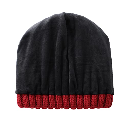 Home Prefer Mens Winter Hat Wool Fleece Lined Knit Beanie Hat Warm Stocking Caps - color: Red