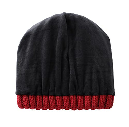Home Prefer Mens Winter Hat Wool Fleece Lined Knit Beanie Hat Warm Stocking Caps - color: Red