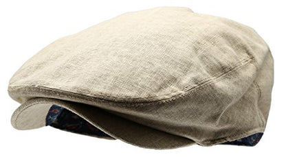 Men's Linen Flat Ivy Gatsby Summer Newsboy Hats - color: Khaki, size: Large-X-Large
