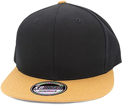 KBETHOS Classic Snapback Hat Blank Cap Underbrim Cotton Wool Blend Flat Visor Adjustable Unisex - color: Black Wheat