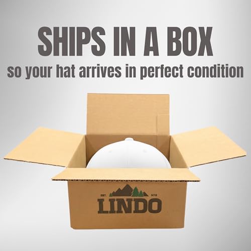 LINDO Trucker Hat [ Great Outdoors Design ] for Men and Women: Mid Profile Cap with Breathable Mesh Back and Adjustable Snap - color: White