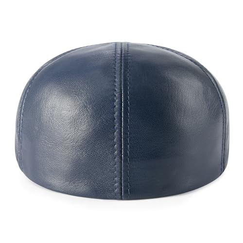 VOBOOM Leather Ivy Newsboy Caps 6 Panel Cabbie Beret Hat - color: Navy, size: 7 1/4