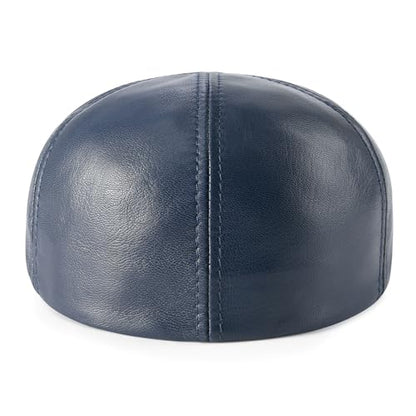 VOBOOM Leather Ivy Newsboy Caps 6 Panel Cabbie Beret Hat - color: Navy, size: 7 1/2