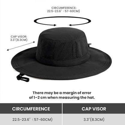 Men Breathable Adjustable Safari Boonie Hat - color: Black