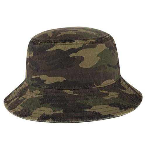 Ashen Fane Garment Washed Combed Cotton Twill Packable Lightweight Unisex Bucket Hat - color: Camo 8, size: Large