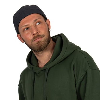 Cotton Docker Cap, Unisex Brimless Cap, Men Skull Cap, Brimless Beanie Hat, Men Women Cuffed Hat. - color: Dark Gray