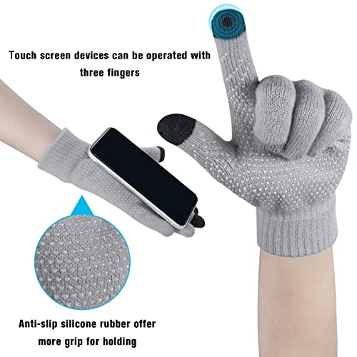 Loritta 3-Pieces Winter Hats for Women Warm Scarf Touchscreen Gloves - color: Grey