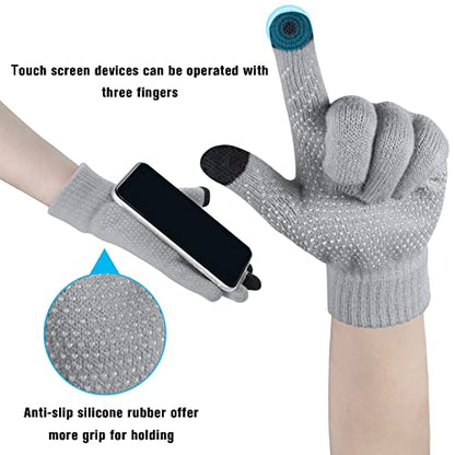 Loritta 3-Pieces Winter Hats for Women Warm Scarf Touchscreen Gloves - color: Grey