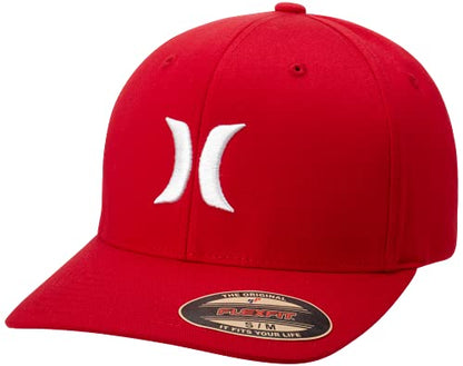 Hurley Mens Textured Fitted Baseball Cap, Moisture Wicking, Curved Brim - color: Red, size: Large-X-Large