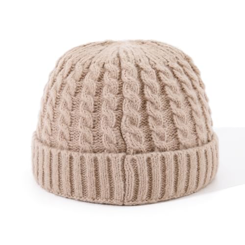 Soft Winter Knitted Hat Skull Cap Sailor Caps Cuff Beanie Cold Weather Brimless Knit Hats Warm Ski Hat Landlord Hats - color: Mg-zzm25101-khaki