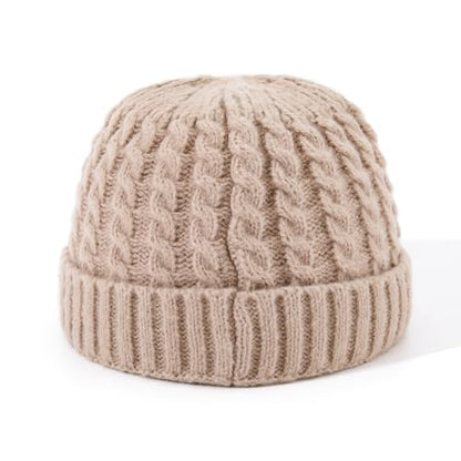 Soft Winter Knitted Hat Skull Cap Sailor Caps Cuff Beanie Cold Weather Brimless Knit Hats Warm Ski Hat Landlord Hats - color: Mg-zzm25101-khaki