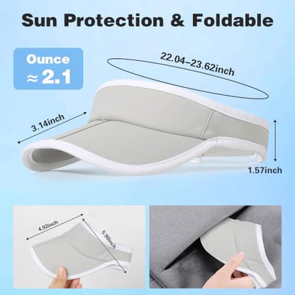 Sun Visor Caps Foldable Brim Adjustable Visor Hats for Women Men - color: Grey+deeppurple G