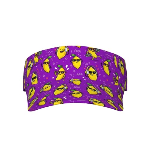 Unisex Sports Sun Visor Hats Adjustable Lightweight Packable Printed Empty Top Cap for Running Pickleball Golf Tennis - color: Funny Sunglasses Lemon