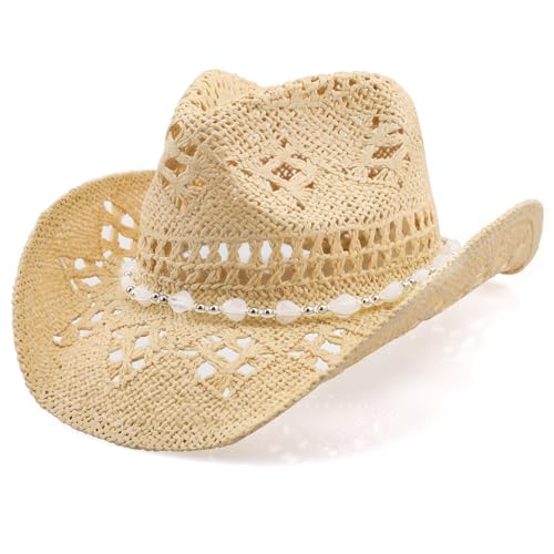 Cowboy Hat,Cowgirl Hat,Cowboy Hats for Women/Mens Yellow - color: Beige+white