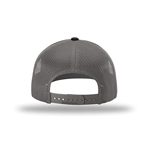 Richardson 112 Classic Six-Panel Adjustable Snapback Trucker Cap - color: Black/Charcoal